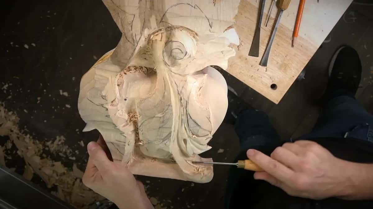 Hand steadies carving
