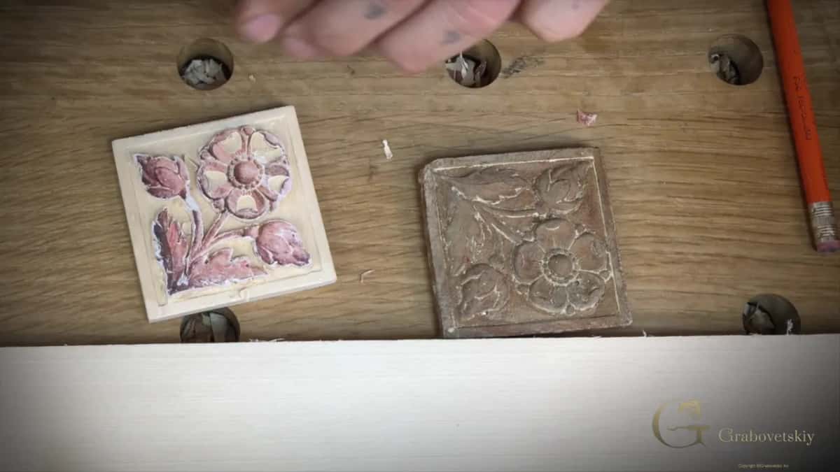 Early on, pink paper still covers the copy beside the brown original