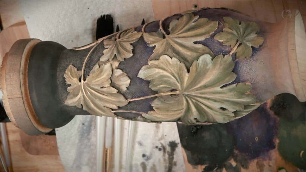 Carving Vase with grape leaves 4