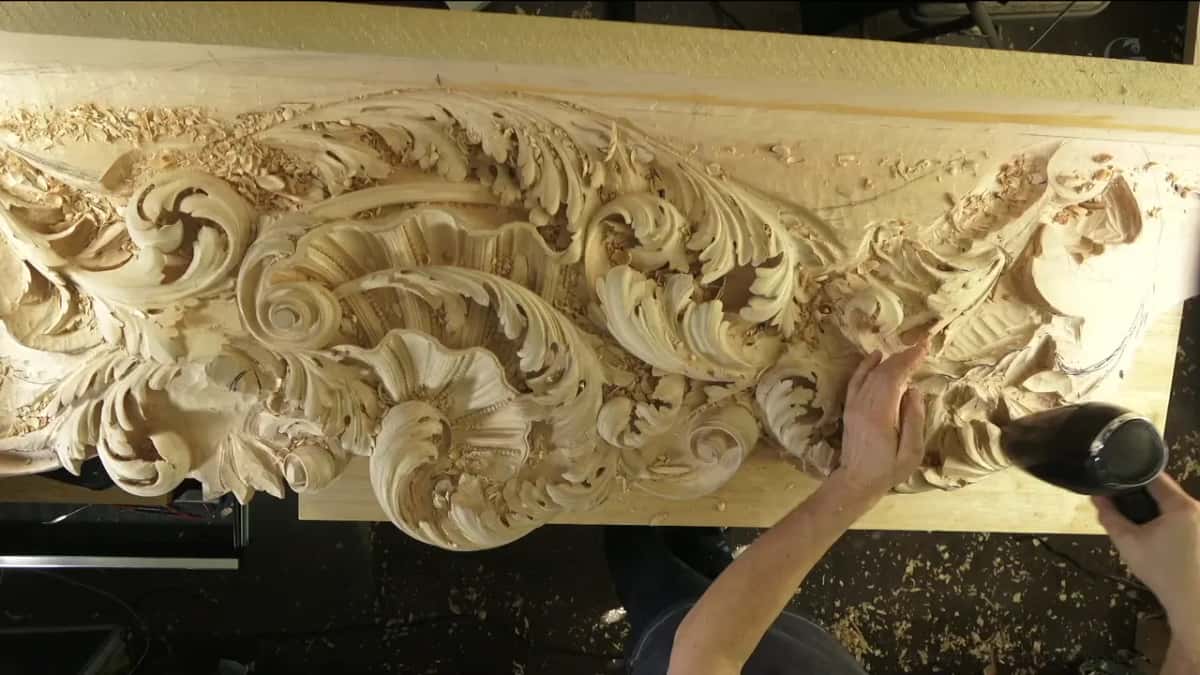 Front of the long panel, dryer aimed at its right end