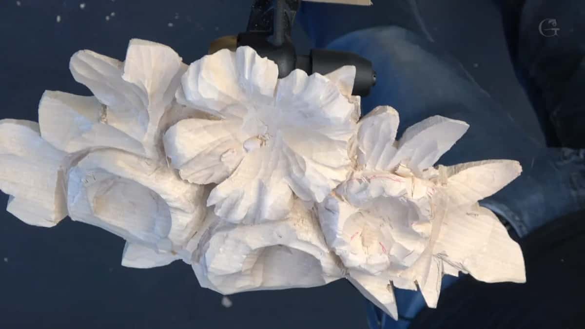 From above, the center flower shaped and the right one still rough