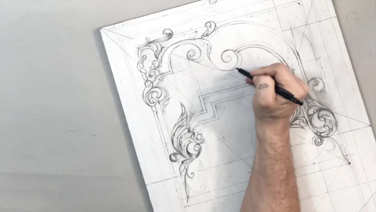 Tip of the pencil, top middle