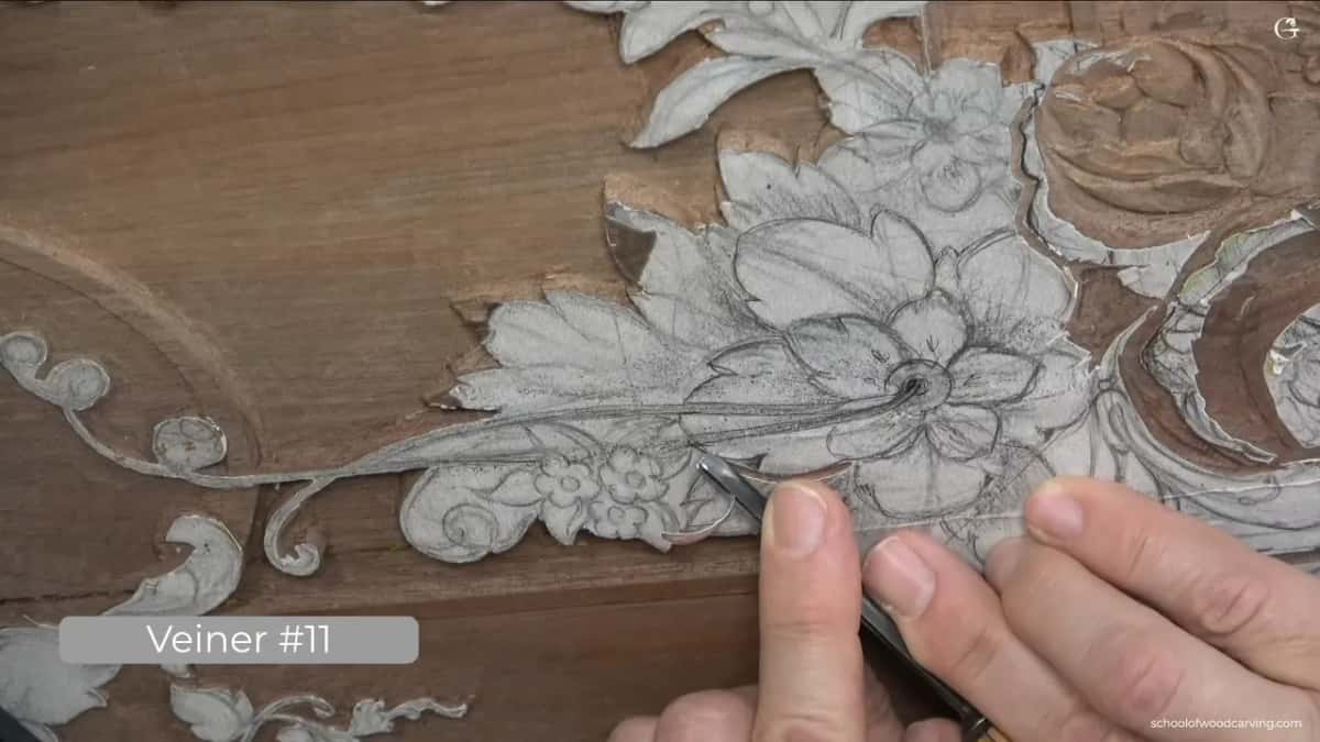 Veiner #11 caption, fingers steering the tool along the outline