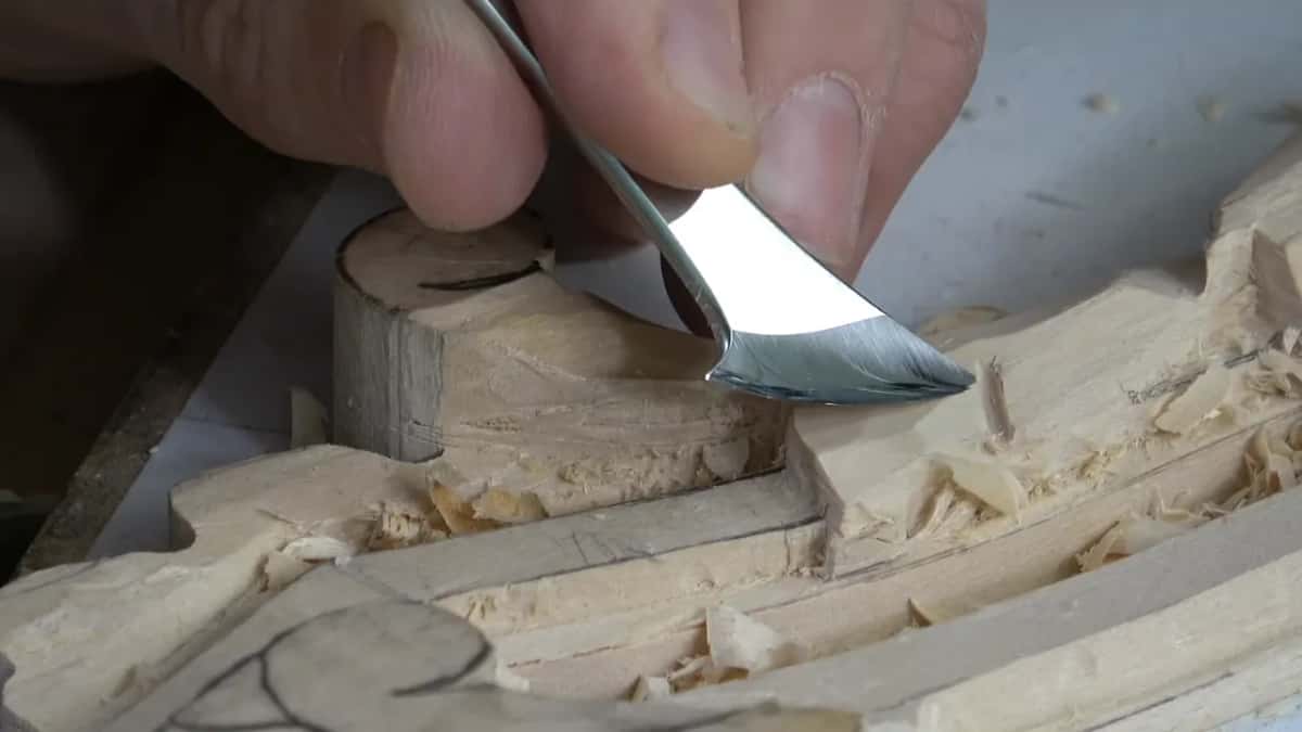 Spoon-shaped steel dips into the hollow by the volute.