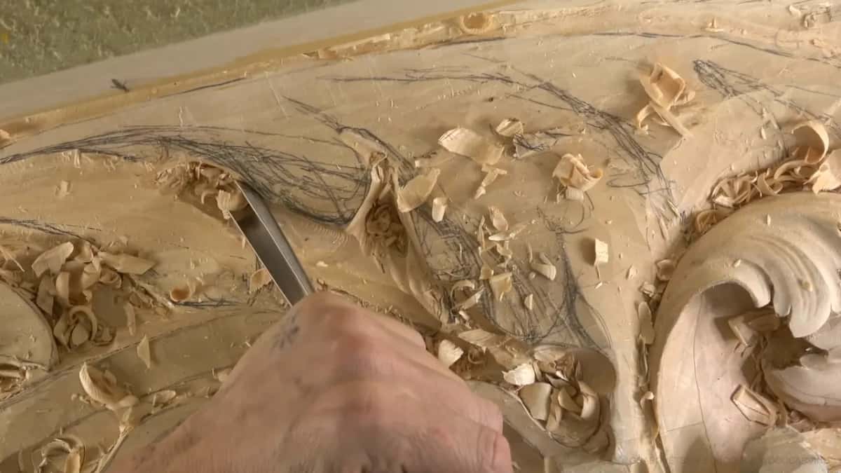Straight gouge, angled in from below.