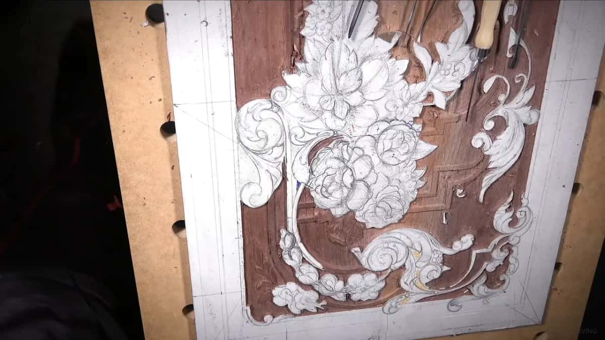 The whole panel lit, the bench beside it gone dark at the left