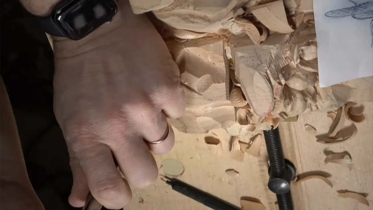 Back of a hand among loose chips