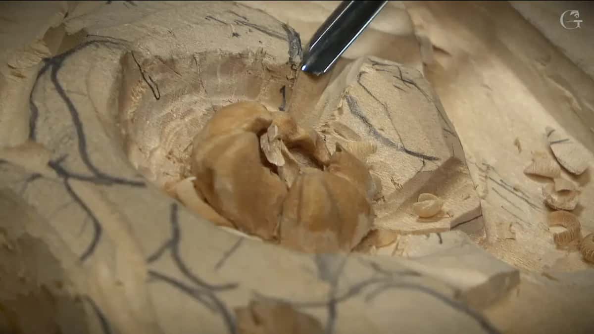 Deep hollow, pencil lines around it