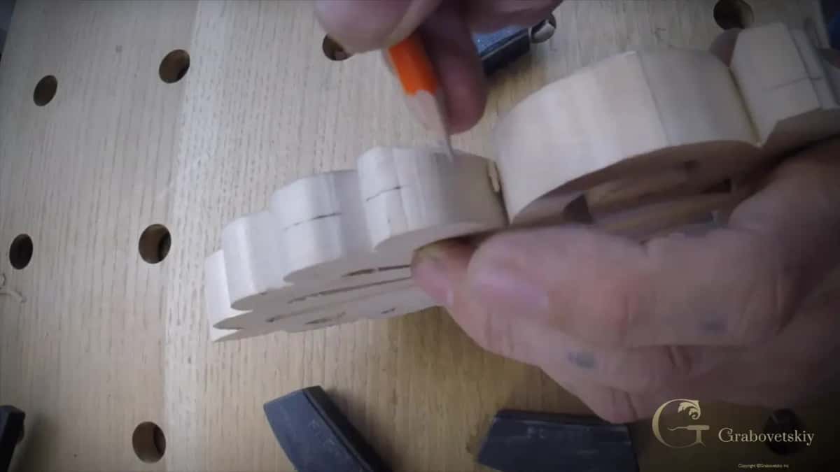 Pencil along sawn petals